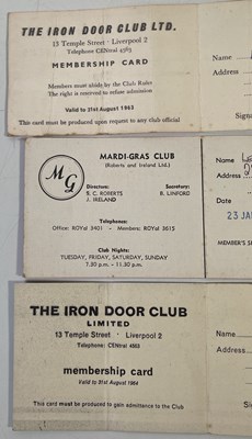 Lot 339 - THE BEATLES INTEREST - ORIGINAL LIVERPOOL CLUB MEMBERSHIP CARDS.