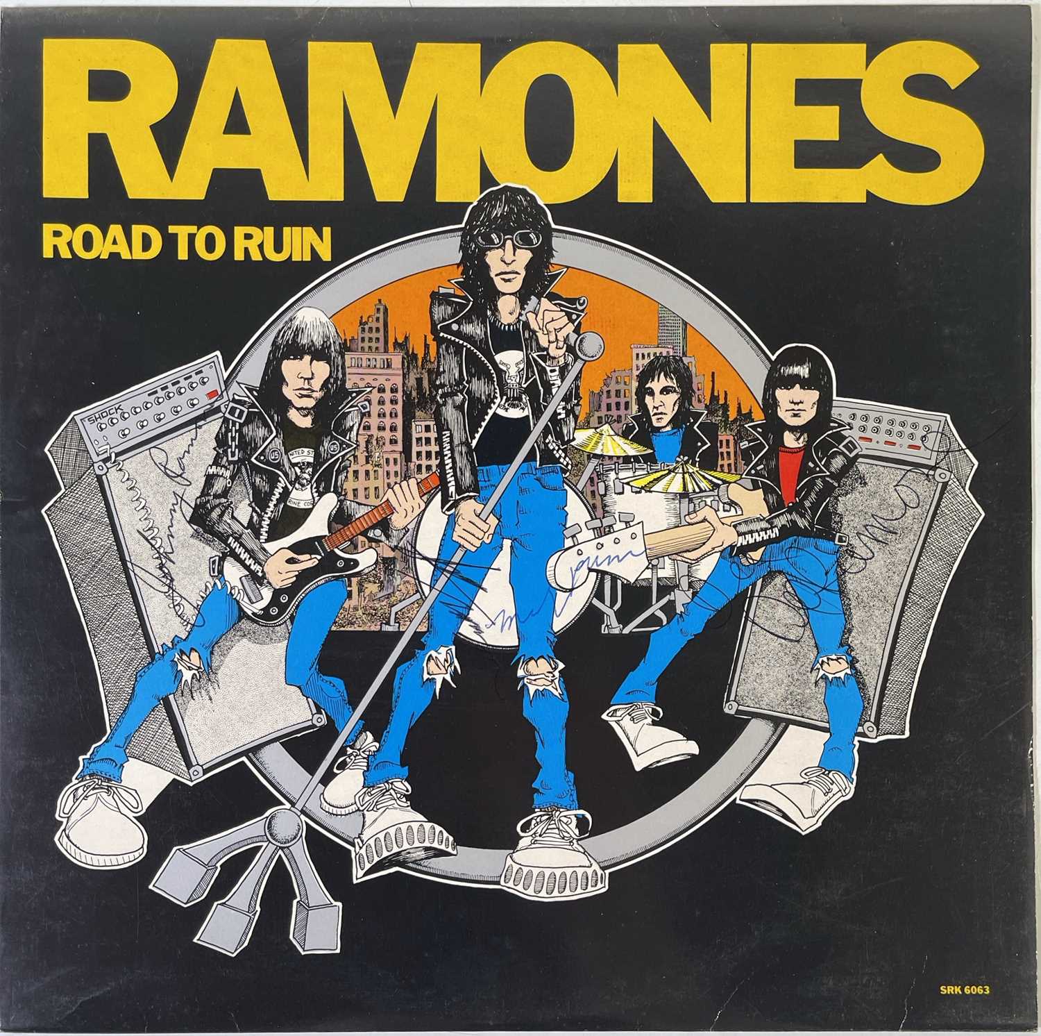 Lot 436 - RAMONES - YELLOW VINYL ROAD TO RUIN SIGNED LP.