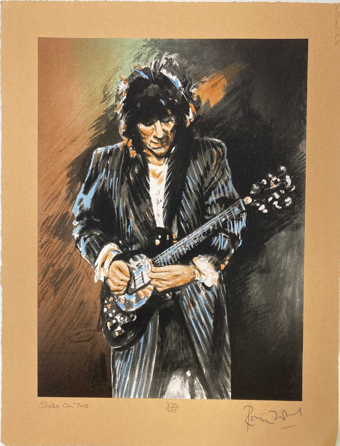 Lot 483 RONNIE WOOD SIGNED PRINT SLIDE ON THIS.