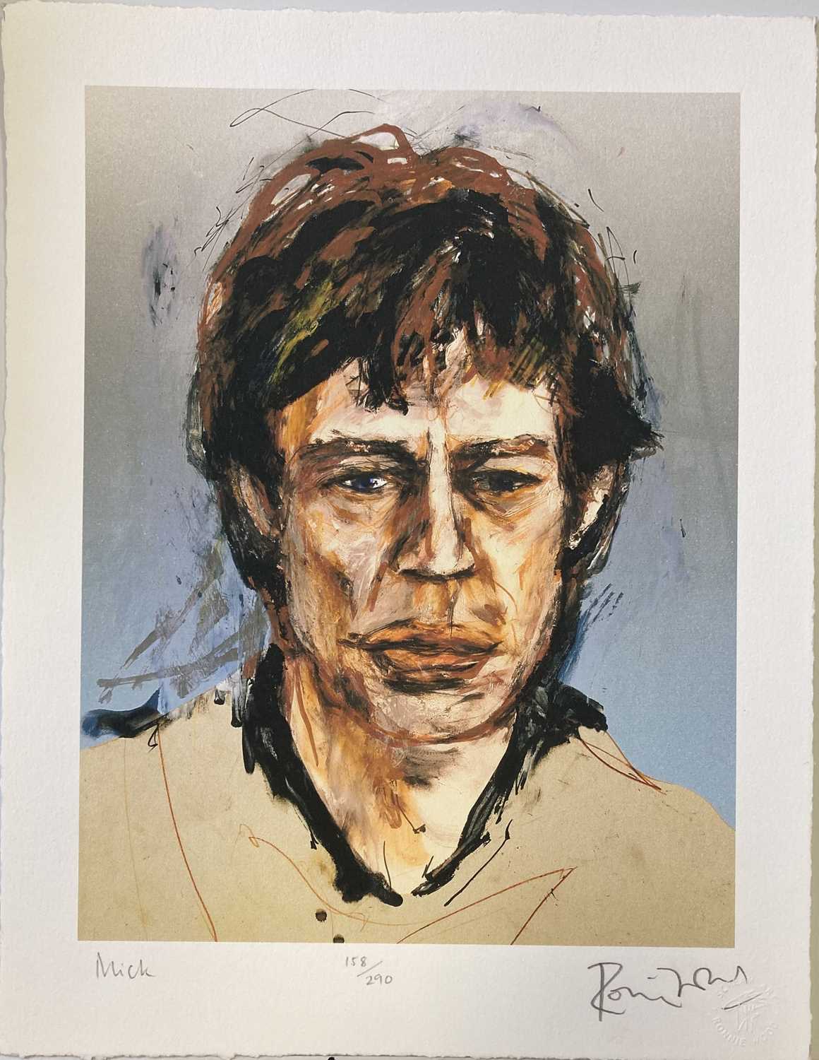 Lot 489 - RONNIE WOOD SIGNED PRINT - MICK.