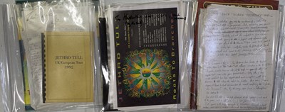 Lot 50 - JETHRO TULL - HANDWRITTEN NOTES BY BANDMEMBERS FOR USE IN PROGRAMMES.