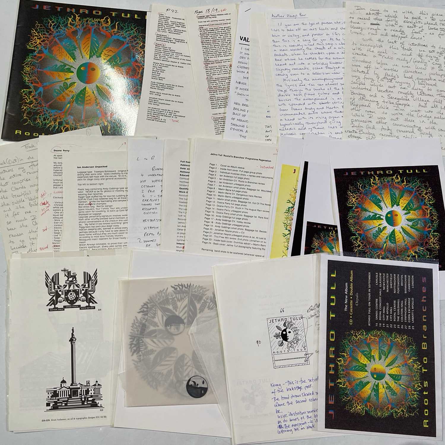 Lot 50 - JETHRO TULL - HANDWRITTEN NOTES BY BANDMEMBERS FOR USE IN PROGRAMMES.