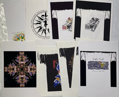 Lot 51 - JETHRO TULL - IAN ANDERSON SIGNED LETTER AND ARTWORK / MERCHANDISE PROOFS.