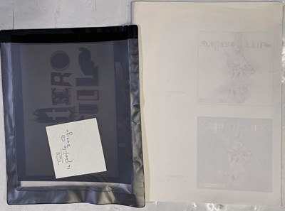 Lot 51 - JETHRO TULL - IAN ANDERSON SIGNED LETTER AND ARTWORK / MERCHANDISE PROOFS.