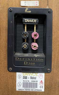 Lot 12 - TANNOY DEFINITIVE D500 FLOORSTANDING SPEAKERS - WALNUT.