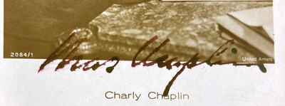 Lot 114 - CHARLIE CHAPLIN SECRETARIAL SIGNED POSTCARD.