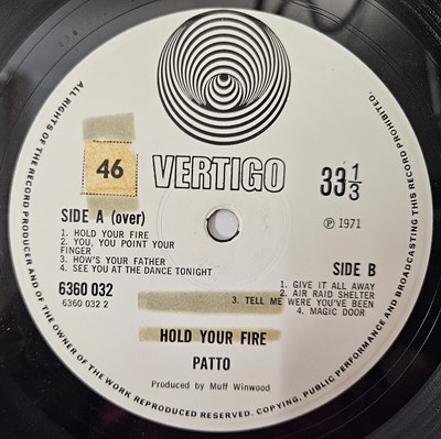 Lot 96 - PATTO - HOLD YOUR FIRE LP (ORIGINAL UK VERTIGO SWIRL COPY - 6360 032)