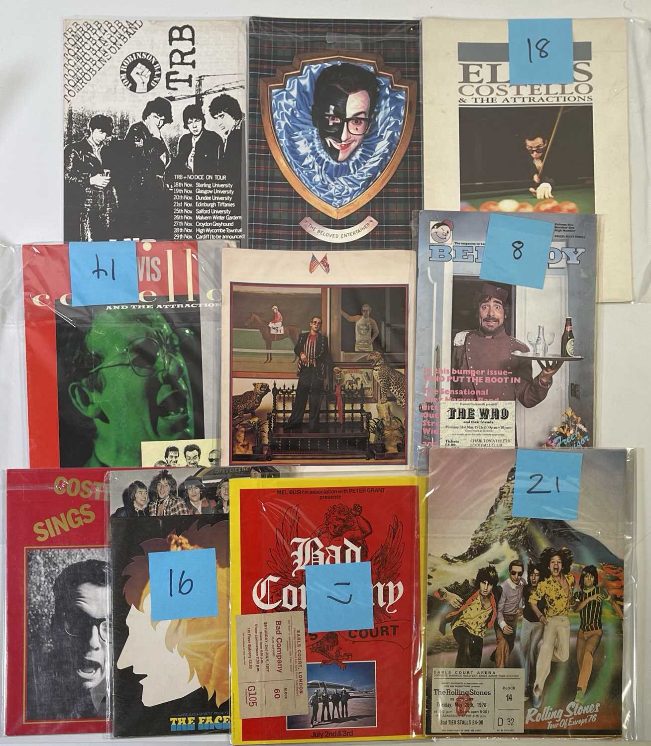 Lot 107 - ROCK AND POP PROGRAMMES AND TICKETS - ROLLING STONES / THE WHO AND MORE.