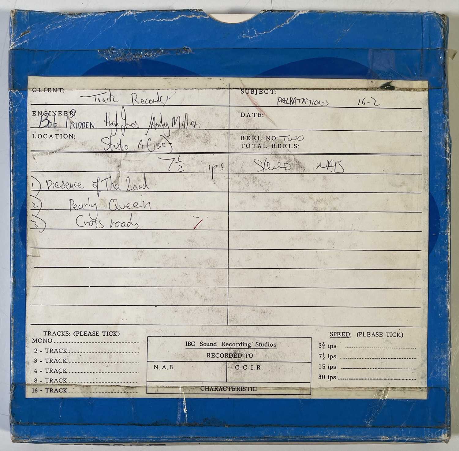 Lot 362 - ERIC CLAPTON - 1970S RECORDING TAPE WITH THREE SONGS.