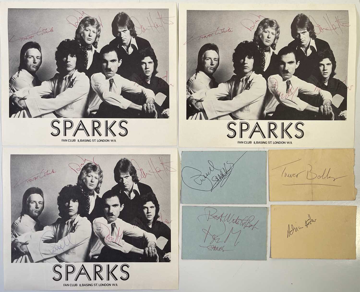 Lot 282 - SPARKS / DAVID BOWIE AND THE SPIDERS FROM MARS - AUTOGRAPH COLLECTION.