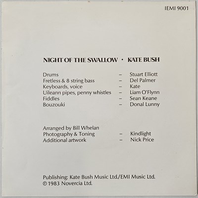 Lot 6 - KATE BUSH - NIGHT OF THE SWALLOW 7" (IEMI 9001 - IRISH PAPER SLEEVE)