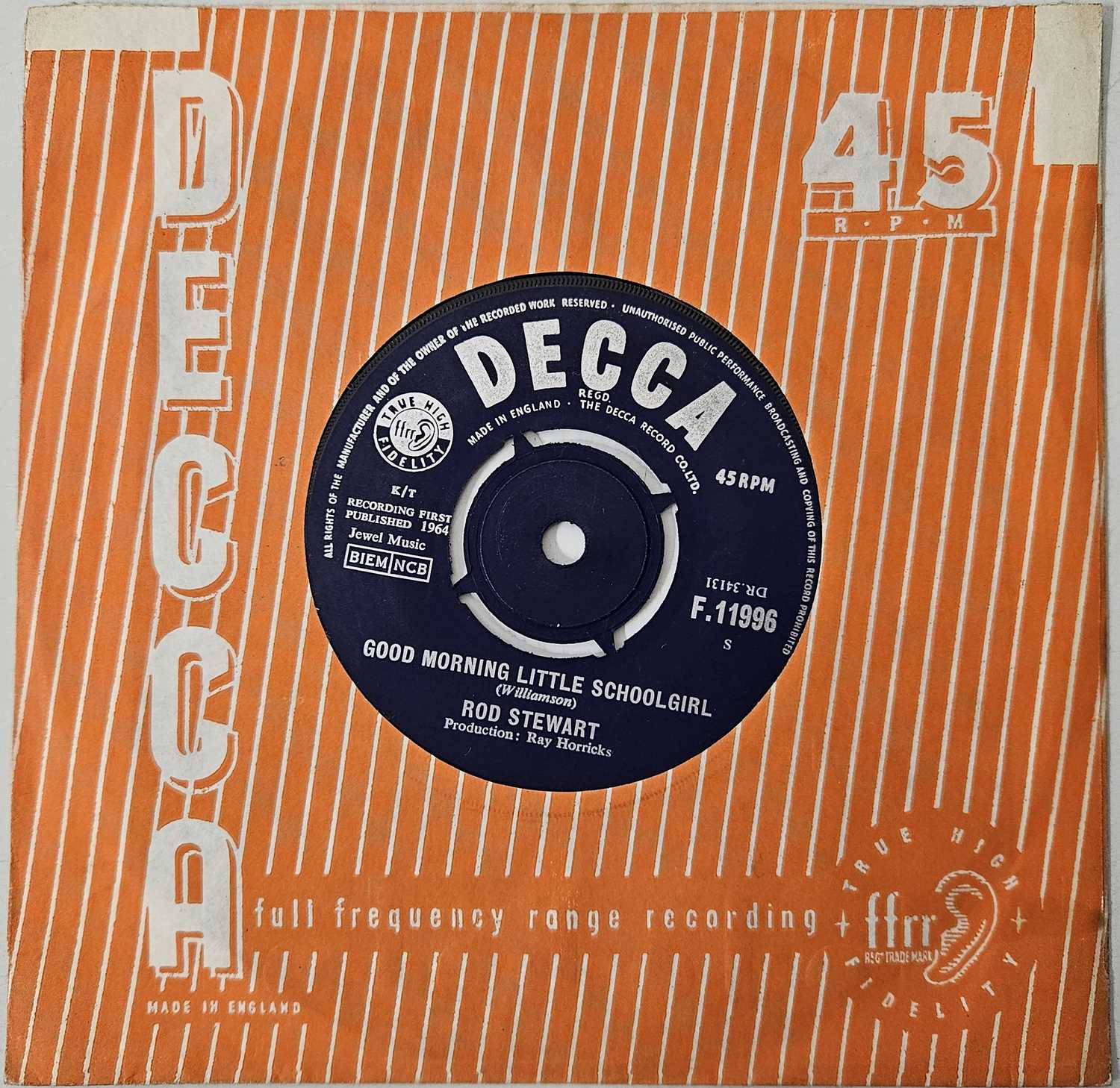 Lot 7 - ROD STEWART - GOOD MORNING LITTLE SCHOOLGIRL 7" (F.11996 - ORIGINAL UK PRESSING)