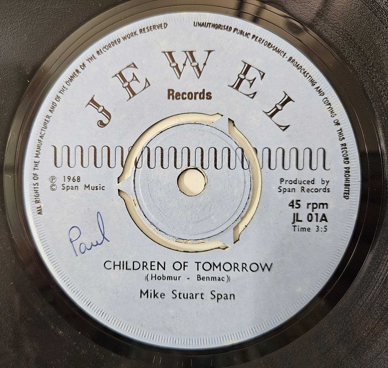 Lot 8 - MIKE STUART SPAN - CHILDREN OF TOMORROW 7" (JL 01 - ORIGINAL UK PRESSING)