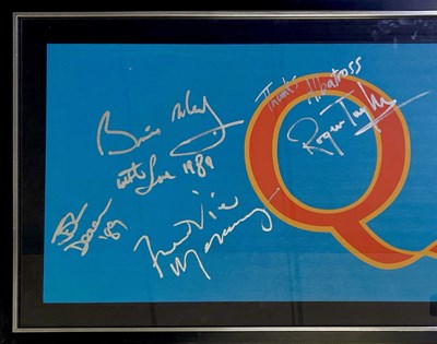 Lot 555 - QUEEN - PENNANT FLAG USED IN THE BREAKTHRU VIDEO FULLY SIGNED BY THE BAND.