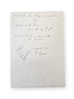 Lot 553 - QUEEN - FREDDIE MERCURY HANDWRITTEN LYRICS FOR 'I WANT IT ALL'.