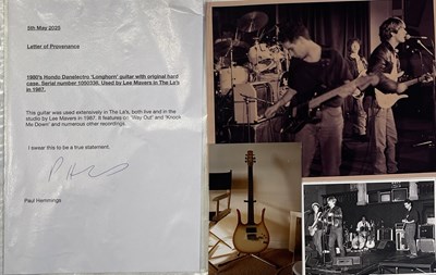 Lot 392 - THE PAUL HEMMINGS COLLECTION- THE LA'S - LEGENDARY LEE MAVERS USED HONDO DANELECTRO GUITAR.