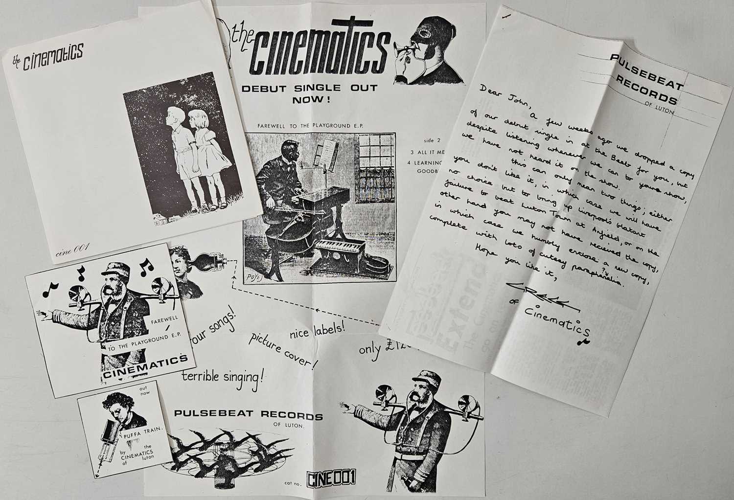 Lot 2 - THE CINEMATICS - FAREWELL TO THE PLAYGROUND 7" EP (LIMITED/ NUMBERED W/ LETTER TO JOHN/ INSERTS - cine 001)