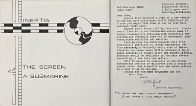 Lot 11 - INERTIA - THE SCREEN/ A SUBMARINE 7" (UK ORIGINAL W/ LETTER - ERT-1)