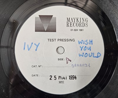 Lot 12 - IVY - WISH YOU WOULD/ NOWHERE TO MOURN 7" TEST PRESSING (UK INDIE W/ LETTER TO JOHN - SARAH 91)