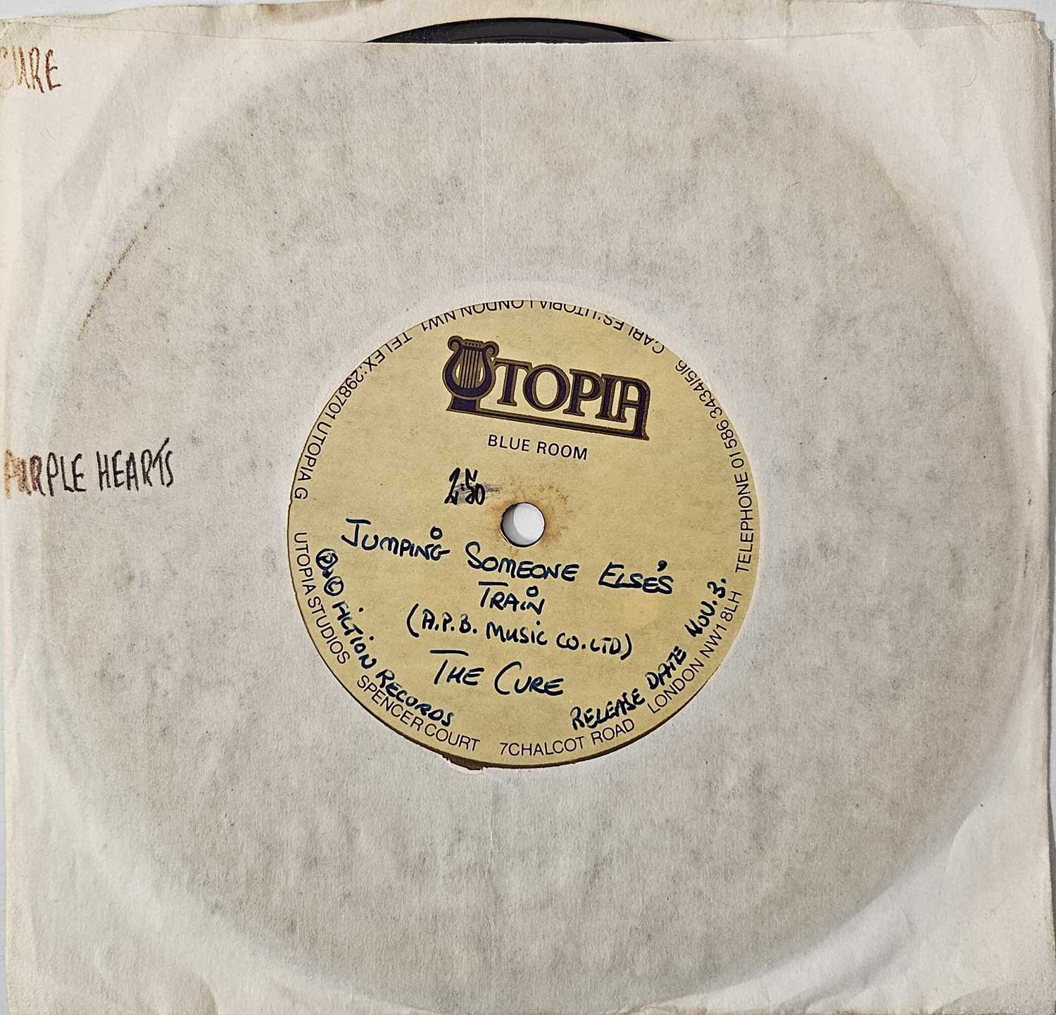 Lot 23 - THE CURE - JUMPING SOMEONE ELSE'S TRAIN/ FRUSTRATION 7" ACETATE (UTOPIA)