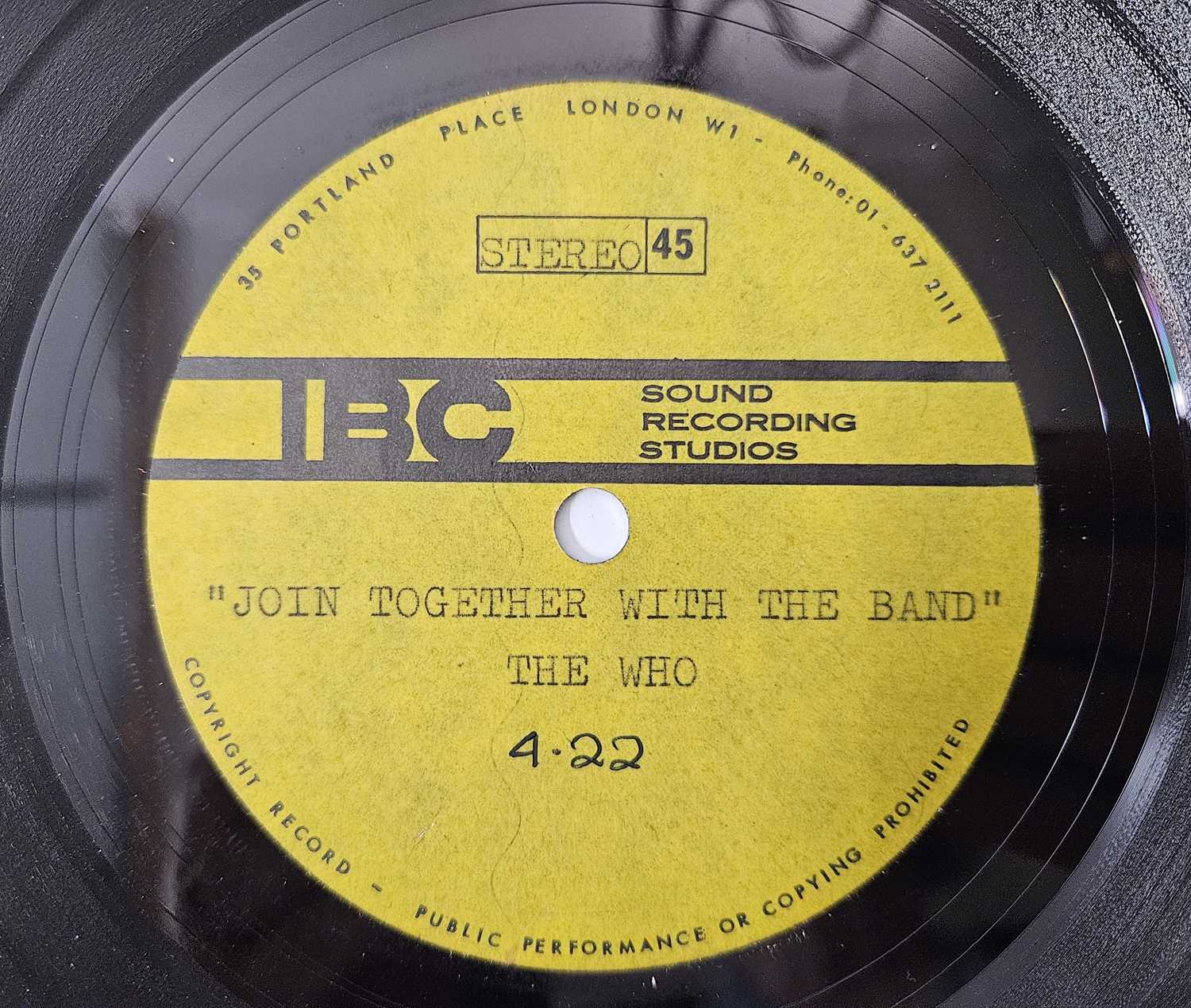 Lot 24 - THE WHO - JOIN TOGETHER/ BABY DON'T YOU DO IT 7" ACETATE (IBC SOUND RECORDING STUDIOS)