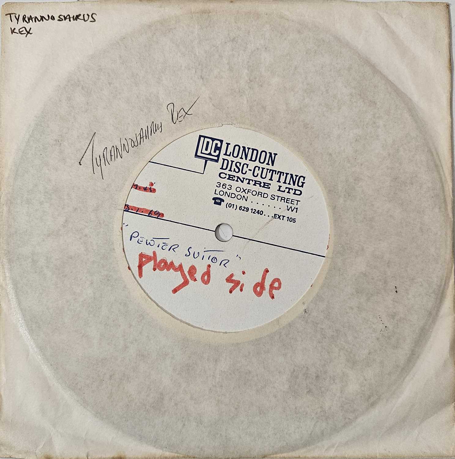 Lot 26 - T REX - PEWTER SUITOR 7" ACETATE (HAND WRITTEN LABEL BY MARC BOLAN)