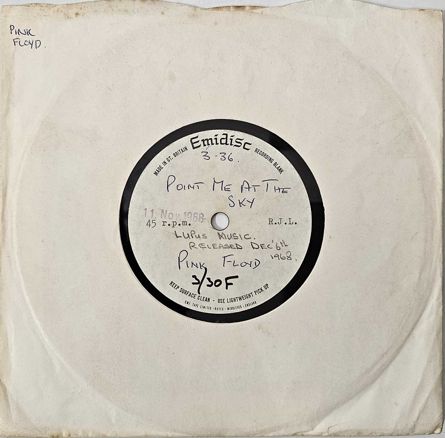 Lot 27 - PINK FLOYD - POINT ME AT THE SKY 7" ACETATE (EMIDISC)