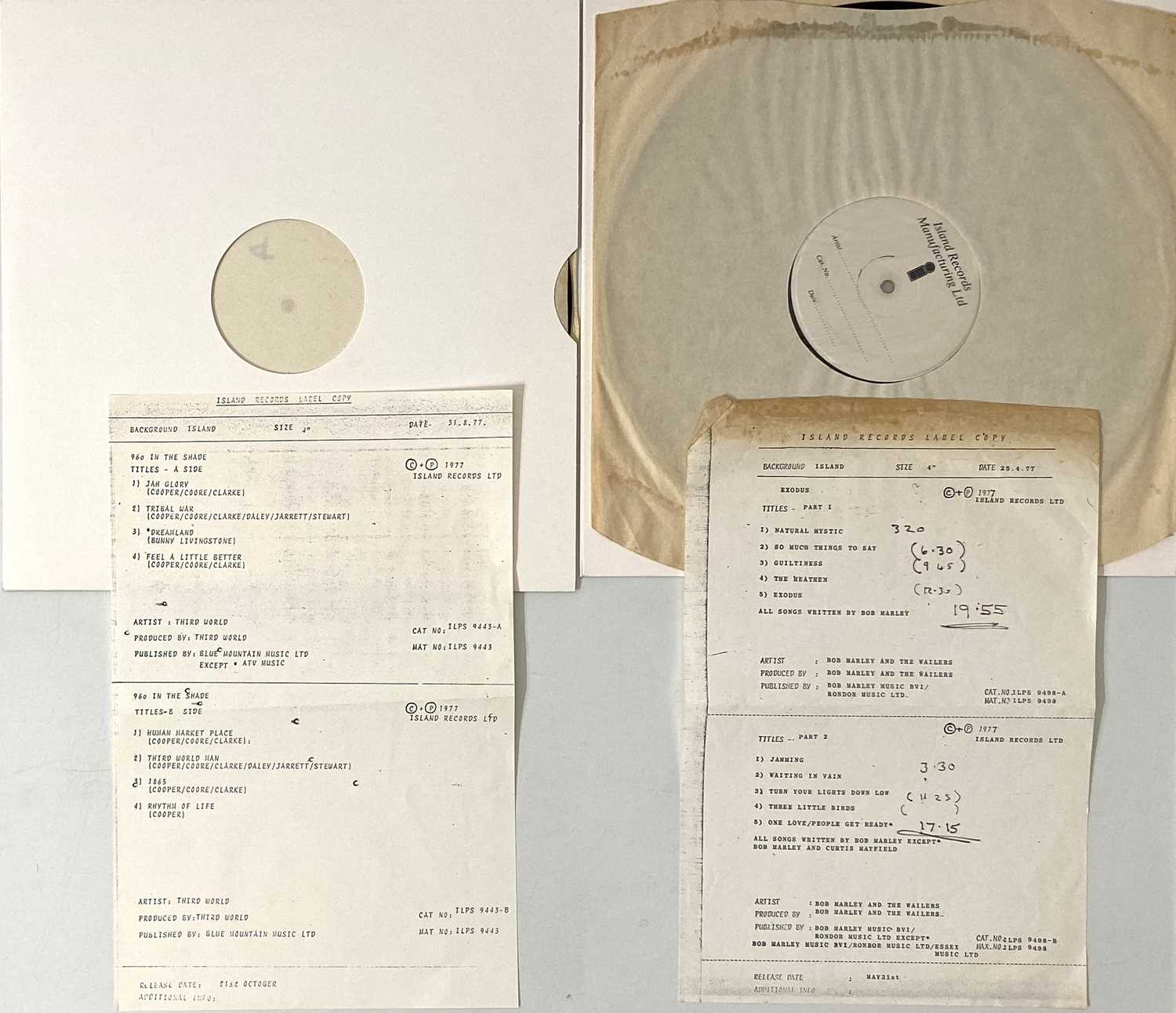 Lot 36 - REGGAE - LP TEST PRESSINGS PACK