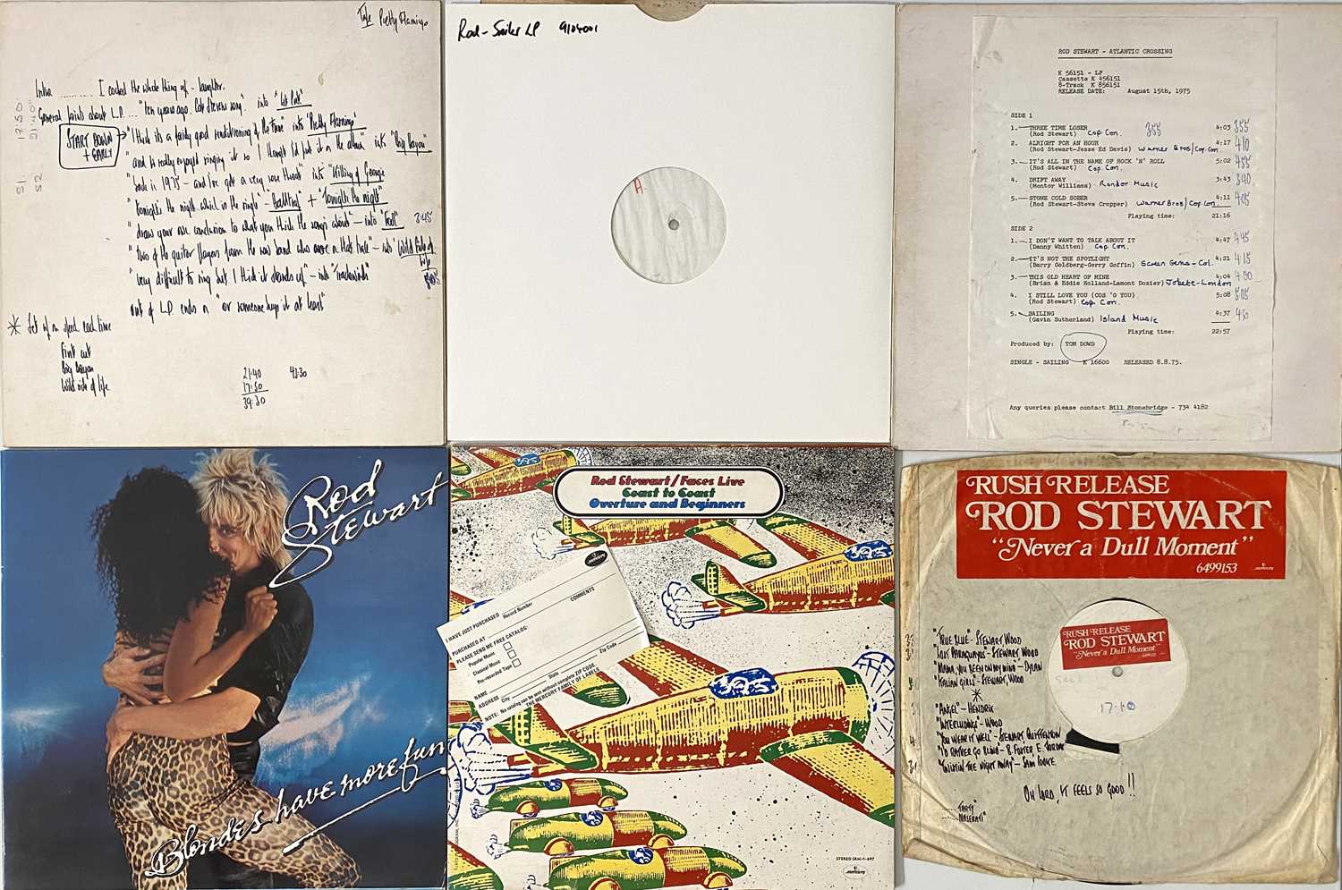 Lot 38 - ROD STEWART AND RELATED - LP PACK (INC ATLANTIC CROSSING WITH JOHNS NOTES)