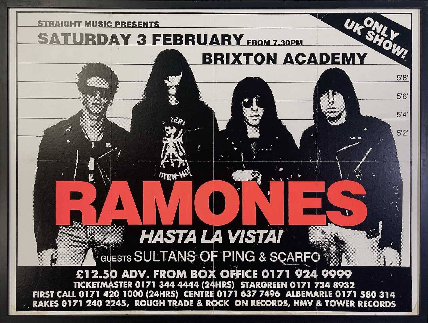 Lot 14 - RAMONES - ORIGINAL 1996 CONCERT POSTER - LAST UK GIG.