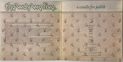 Lot 45 - THE WAY WE LIVE - A CANDLE FOR JUDITH LP (UK ORIGINAL - DANDELION - DAN 8004)