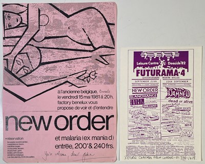 Lot 402 - NEW ORDER - BELGIAN CONCERT POSTER / FUTURAMA 4 HANDBILL.