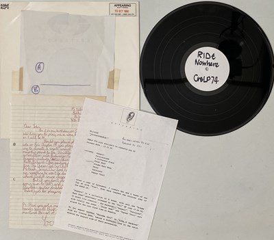Lot 147 - RIDE - NOWHERE LP (CRELP 074 - WHITE LABEL TEST PRESSING)