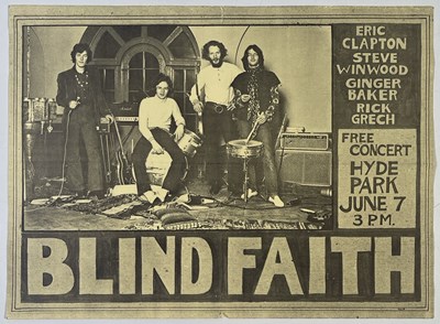 Lot 350 - BLIND FAITH - ORIGINAL 1969 HYDE PARK MINI POSTER.