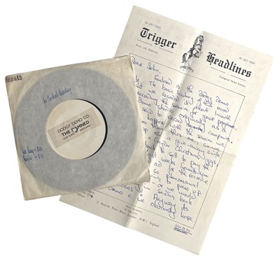 Lot 315 - THE DAMNED - DODGY DEMO WITH LETTER TO JOHN FROM RICK ROGERS.