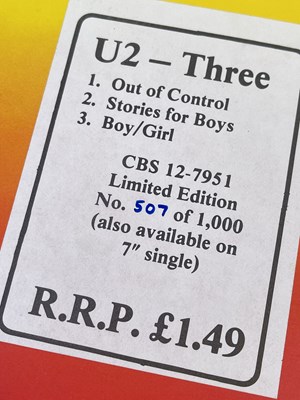Lot 260 - U2 - THREE 12" (CBS 12-7951 - IRISH ORIGINAL - INC HANDWRITTEN NOTE FROM BONO)