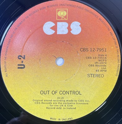 Lot 260 - U2 - THREE 12" (CBS 12-7951 - IRISH ORIGINAL - INC HANDWRITTEN NOTE FROM BONO)