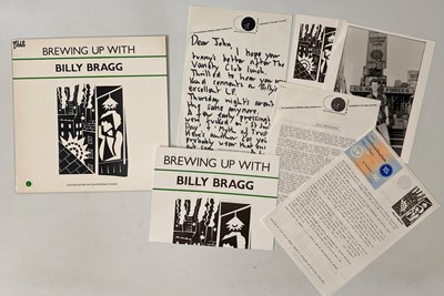 Lot 299 - BILLY BRAGG - BREWING UP WITH LP PACK (INC TEST PRESS/ STOCK COPY & PROMO MATERIAL)