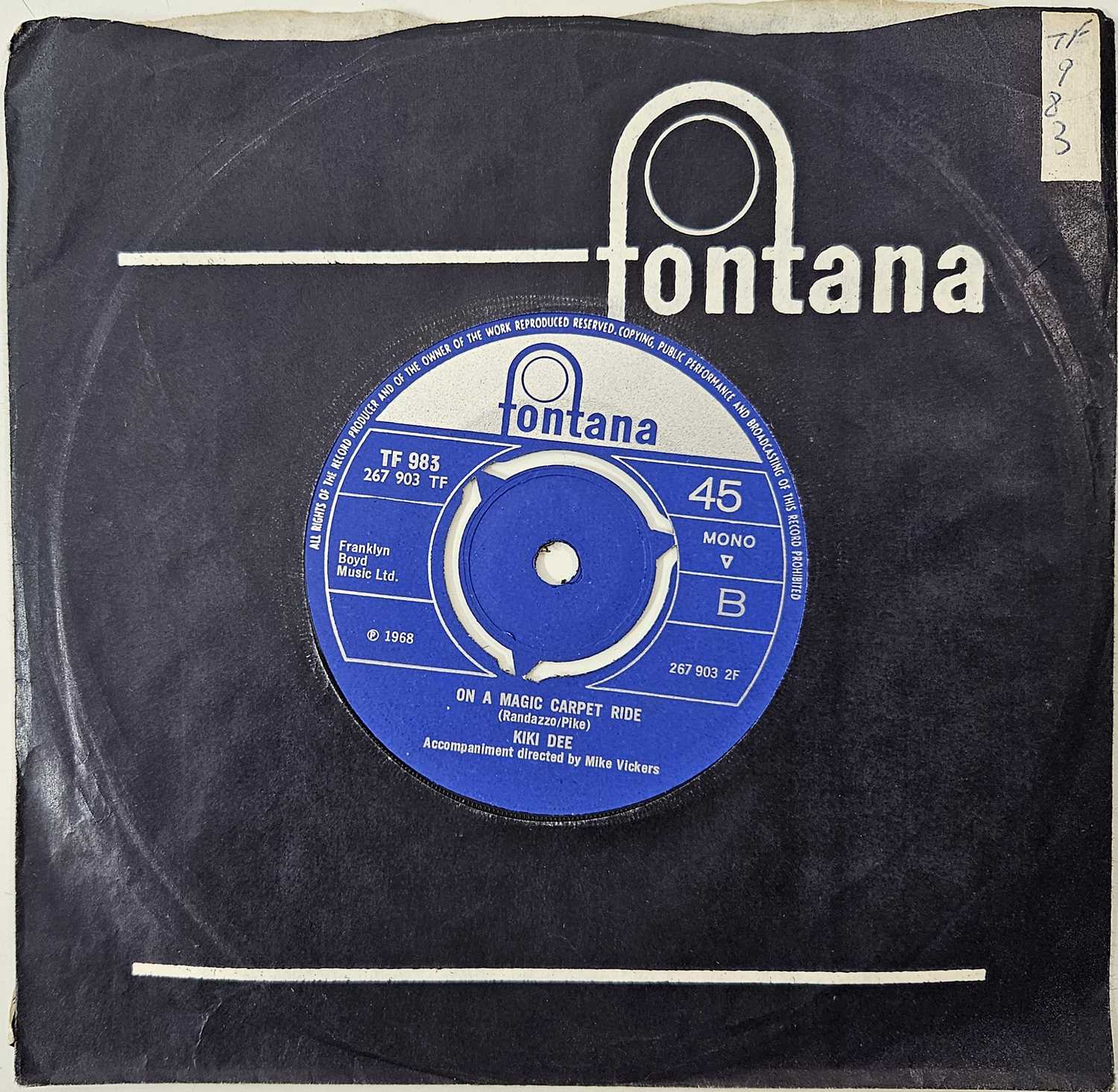 Lot 1 - KIKI DEE - ON A MAGIC CARPET RIDE 7" (FONTANA TF 983) *INTRODUCING PART ONE OF THE ALAN WALKER ARCHIVE*