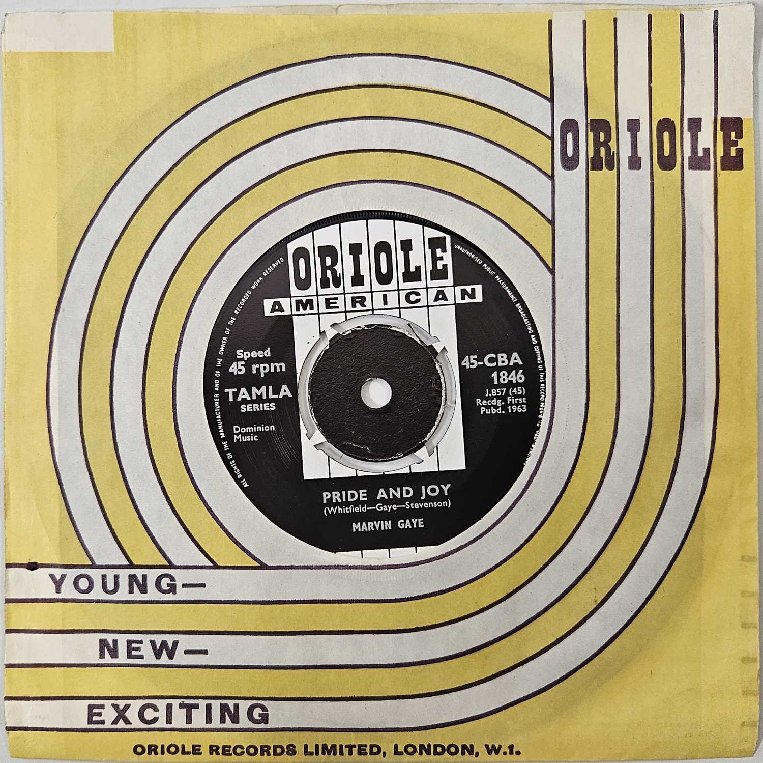 Lot 2 - MARVIN GAYE - PRIDE AND JOY 7" (ORIOLE AMERICAN 45-CBA 1846 - ORIGINAL UK PRESSING)