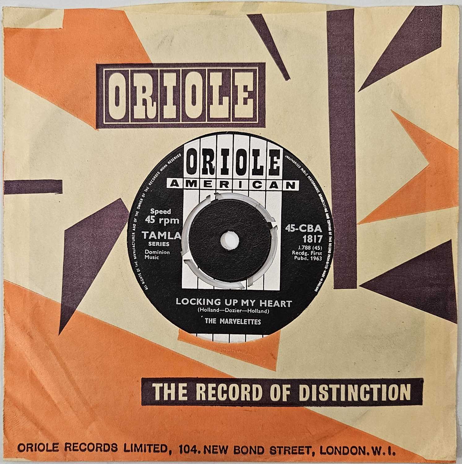 Lot 4 - THE MARVELETTES - LOCKING UP MY HEART 7" (ORIOLE AMERICAN - 45-CBA 1817 - ORIGINAL UK PRESSING)