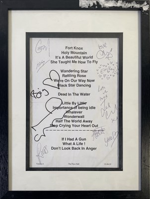 Lot 90 - OASIS INTEREST - NOEL GALLAGHER'S HFB SIGNED SET LIST.