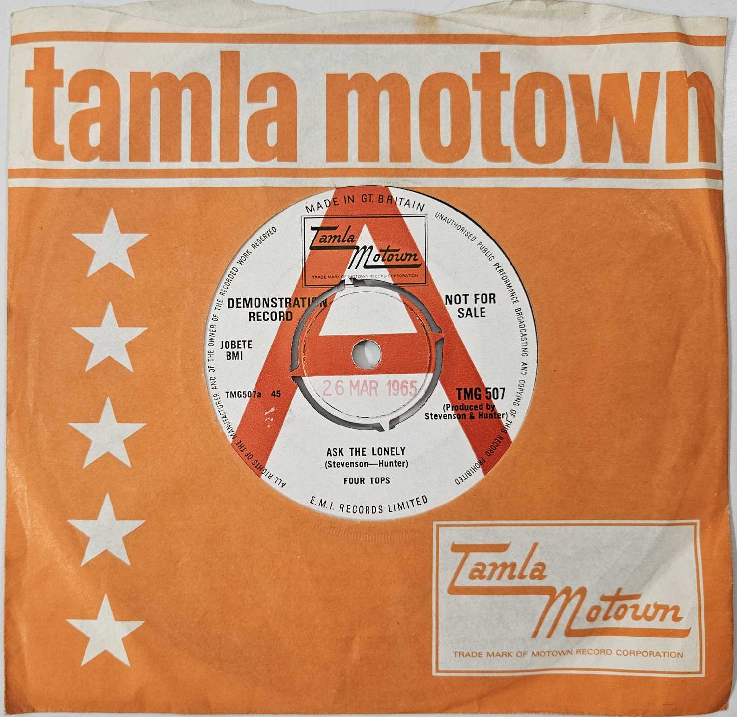 Lot 15 - FOUR TOPS - ASK THE LONELY 7" (PROMO - TMG 507)