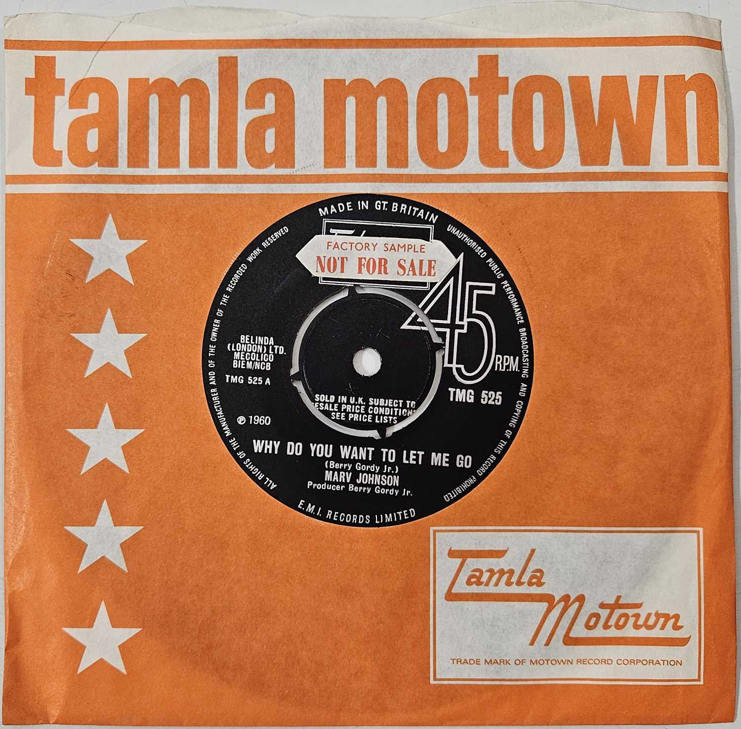 Lot 29 - MARV JOHNSON - WHY DO YOU WANT TO LET ME GO 7" (TMG 525 - ORIGINAL UK PRESSING)