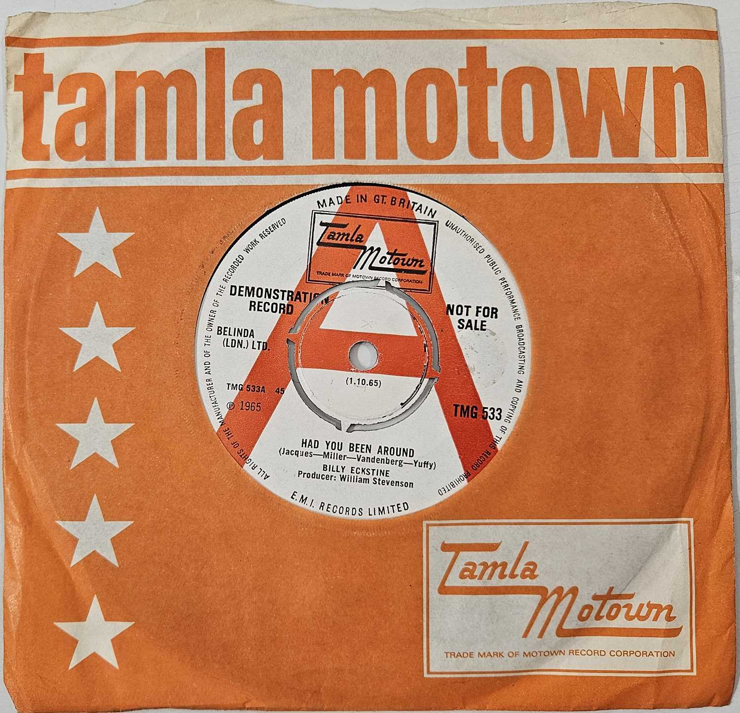 Lot 33 - BILLY ECKSTINE - HAD YOU BEEN AROUND 7" (DEMO - TMG 533)
