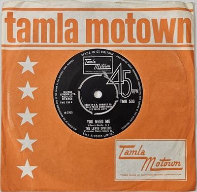 Lot 35 - THE LEWIS SISTERS - YOU NEED ME 7" (ORIGINAL UK PRESSING - TMG 536)