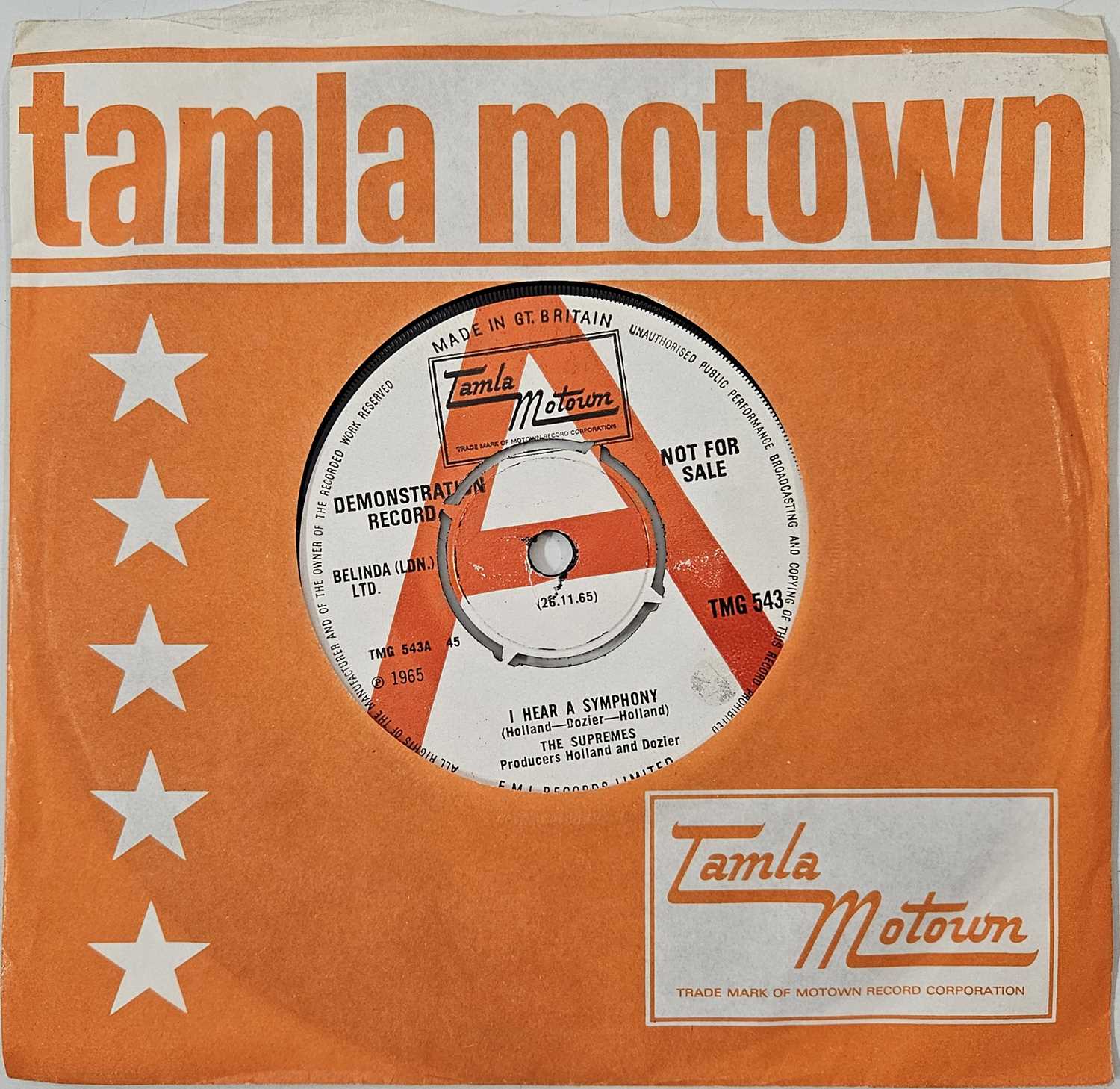 Lot 41 - THE SUPREMES - I HEAR A SYMPHONY 7" (DEMO - TMG 543)