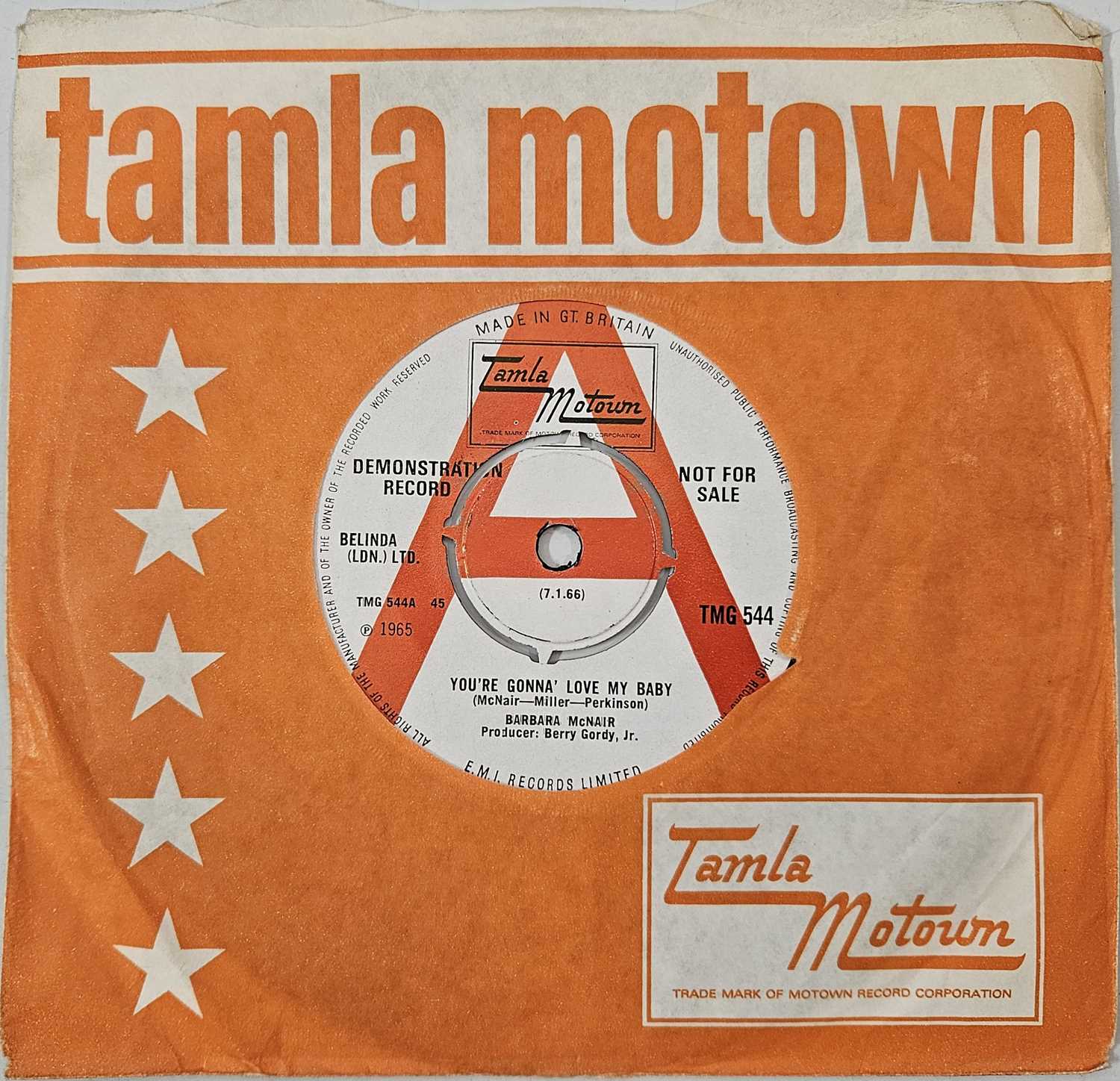 Lot 42 - BARBARA MCNAIR - YOU'RE GONNA LOVE MY BABY 7" (DEMO - TMG 544)