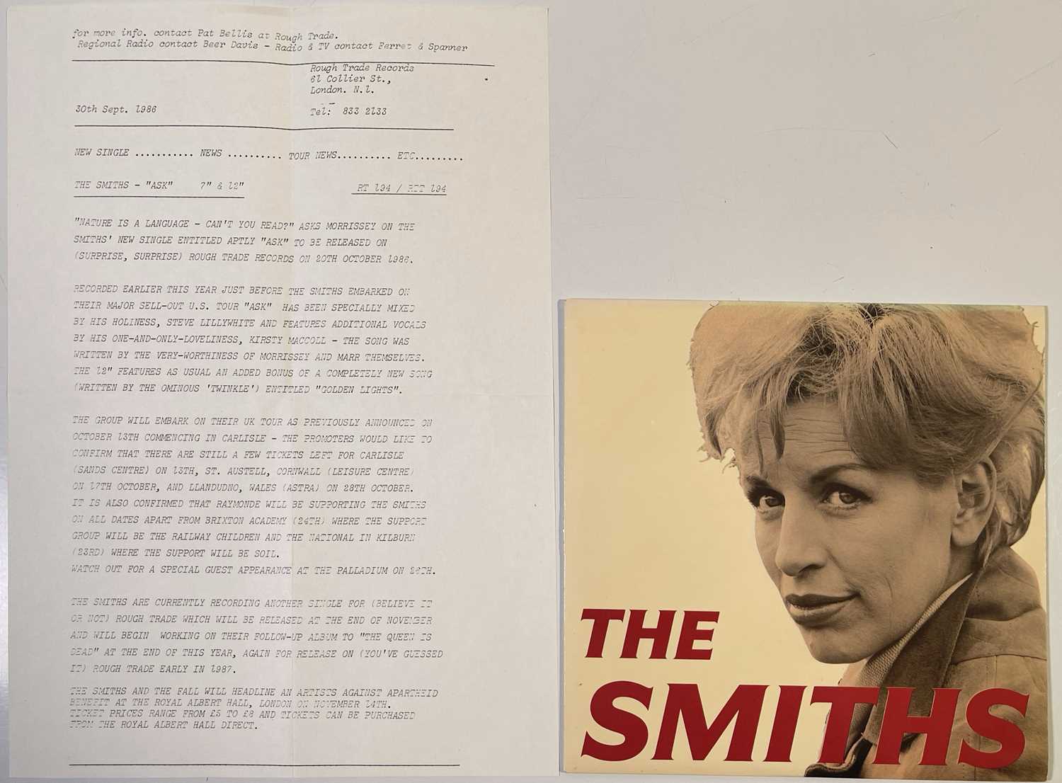 Lot 158 - THE SMITHS - ASK 7" WITH PRESS RELEASE.