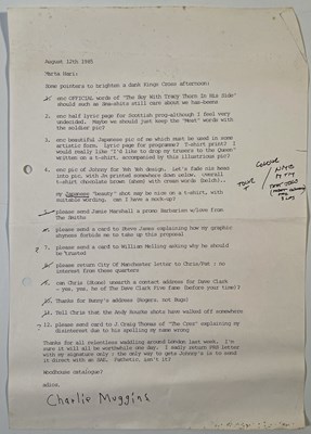 Lot 190 - THE SMITHS - MORRISSEY SIGNED LETTER.